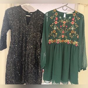 Bundle: Zara Boho Embroidered Dress & Abercrombie Sequin Dress